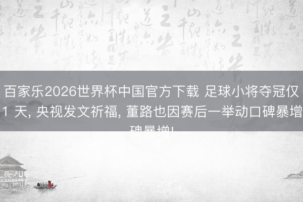 百家乐2026世界杯中国官方下载 足球小将夺冠仅 1 天， 央视发文祈福， 董路也因赛后一举动口碑暴增!