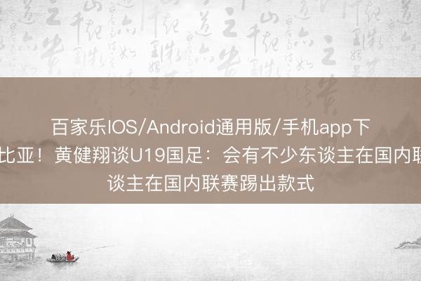 百家乐IOS/Android通用版/手机app下载 力克哥伦比亚！黄健翔谈U19国足：会有不少东谈主在国内联赛踢出款式