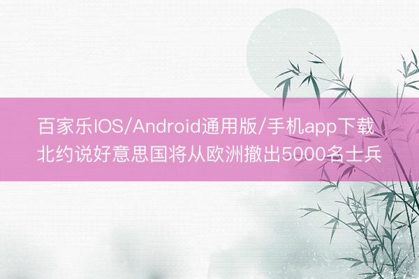 百家乐IOS/Android通用版/手机app下载 北约说好意思国将从欧洲撤出5000名士兵
